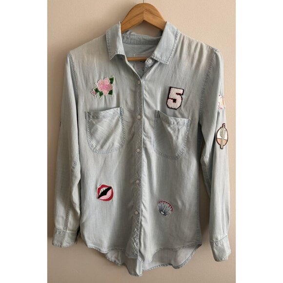Rails Chandler Floral-Embroidered Chambray Button Down Shirt Size Small - Picture 1 of 16